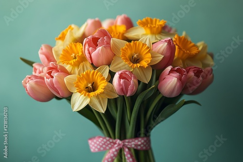 Wallpaper Mural Vibrant Spring Celebration: Beautiful Bouquet of Cheerful Yellow Daffodils nestled in Green Foliage Torontodigital.ca