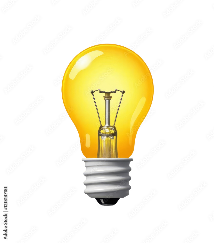Lightbulb glowing yellow with transparent background Lightbulb glowing yellow with transparent background