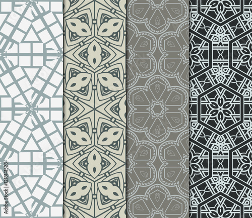 set of Geometric seamless pattern. Modern ornament. vector illustration. For the interior design, wallpaper, decoration print, fill pages, invitation card