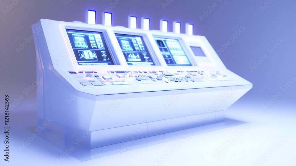 Fototapeta premium Futuristic control panel displays data in a modern studio