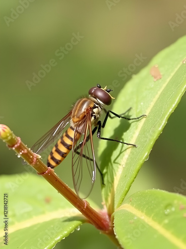 Slender hoverfly (Ocyptamus fuscipennis), Satara, maharashtra, India photo