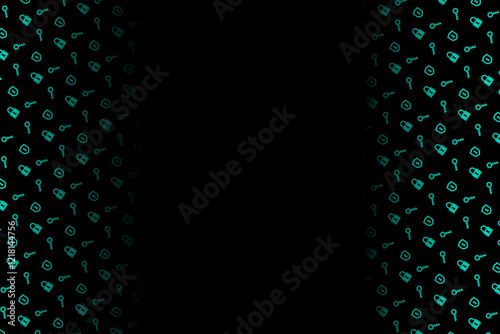 Vibrant pattern of keys and locks in a captivating design with a dark background