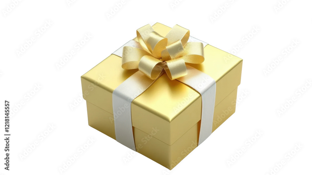 Obraz premium Luxury gold gift box presents on transparent background