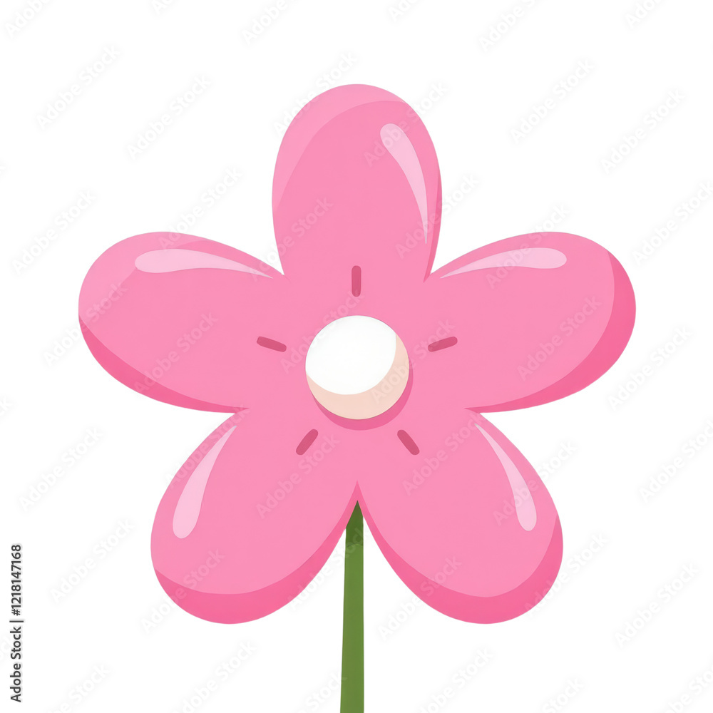 Pink cartoon flower with green stem transparent background Pink cartoon flower with green stem transparent background