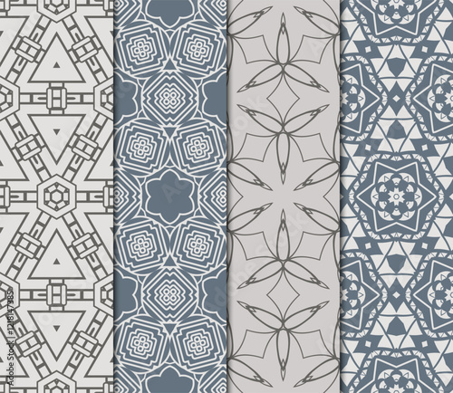 set of Seamless texture of floral ornament. Vector illustration. For the interior design, printing, web and textile