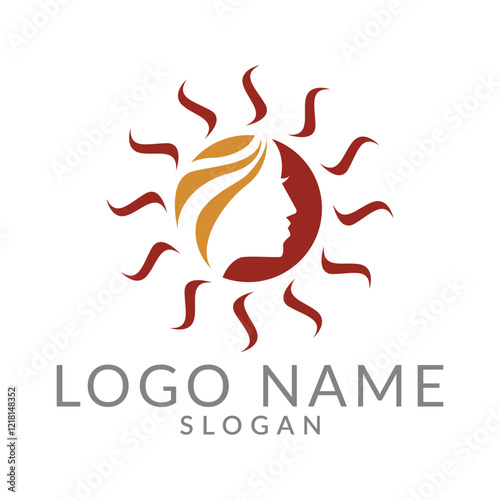 Sun women Aesthetic Logo Isolated on white background