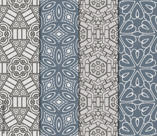 set of Seamless texture of floral decorative ornament. Vector illustration. For the interior design, printing, web and textile