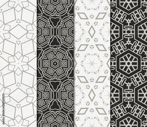 set of Seamless texture of floral ornament. Vector illustration. For the interior design, printing, web and textile