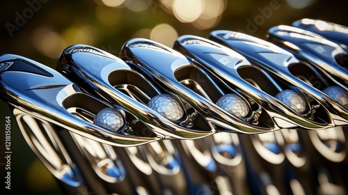 Gleaming Golf Irons: A Close-Up of Precision and Power photo