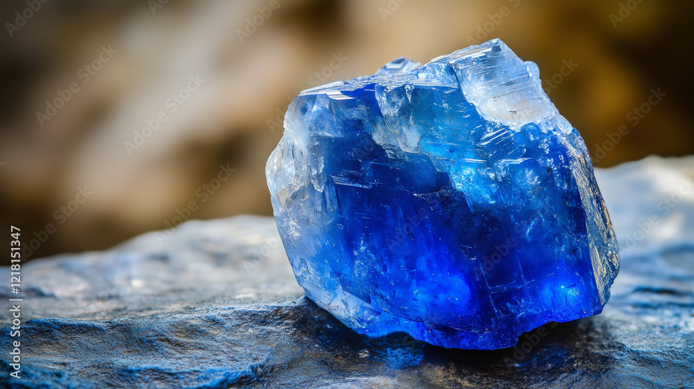 Raw sapphire stone with natural shape and bright blue color mixed with white, placed on a stone table with natural lighting that emphasizes its texture, Raw sapphire stone with natural shape and bright blue color mixed with white, placed on a stone table with natural lighting that emphasizes its texture,