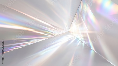 Iridescent light streaks converge in a futuristic, white space; background glow, website banner