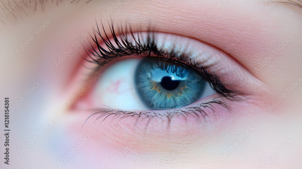 An eye with a sunlight reflection, Generative AI An eye with a sunlight reflection, Generative AI