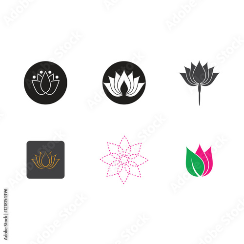 Beauty Vector lotus flowers design logo