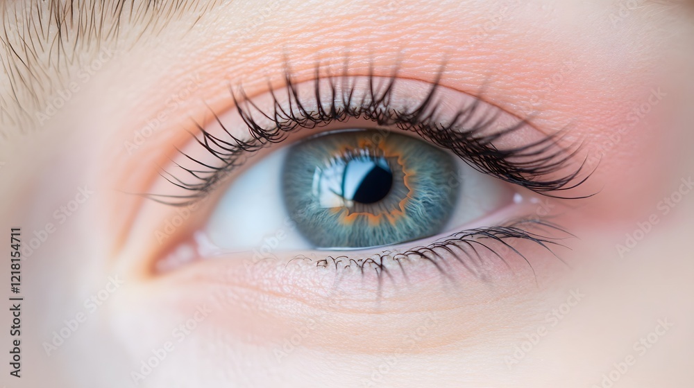An eye with a sunlight reflection, Generative AI An eye with a sunlight reflection, Generative AI