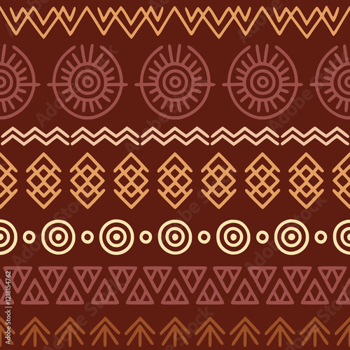 Seamless pattern, ethnic background, geometric ornament, hand-drawn, vector design