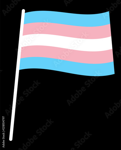 Transgender flag isolated on black background.Unconditional love icon.Pride month symbol.Graphic vector background.