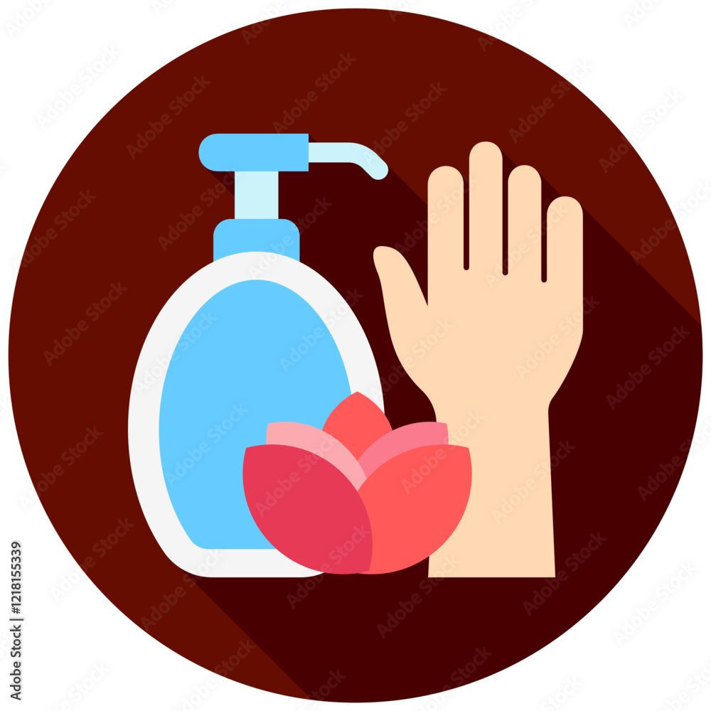 Fototapeta premium Lotion rounded flat color icon, use for UI, UX, app and web development, digital or print. for beauty, personal care, body treatment.