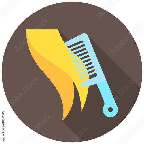 Comb rounded flat color icon, use for UI, UX, app and web development, digital or print. for beauty, personal care, body treatment.
