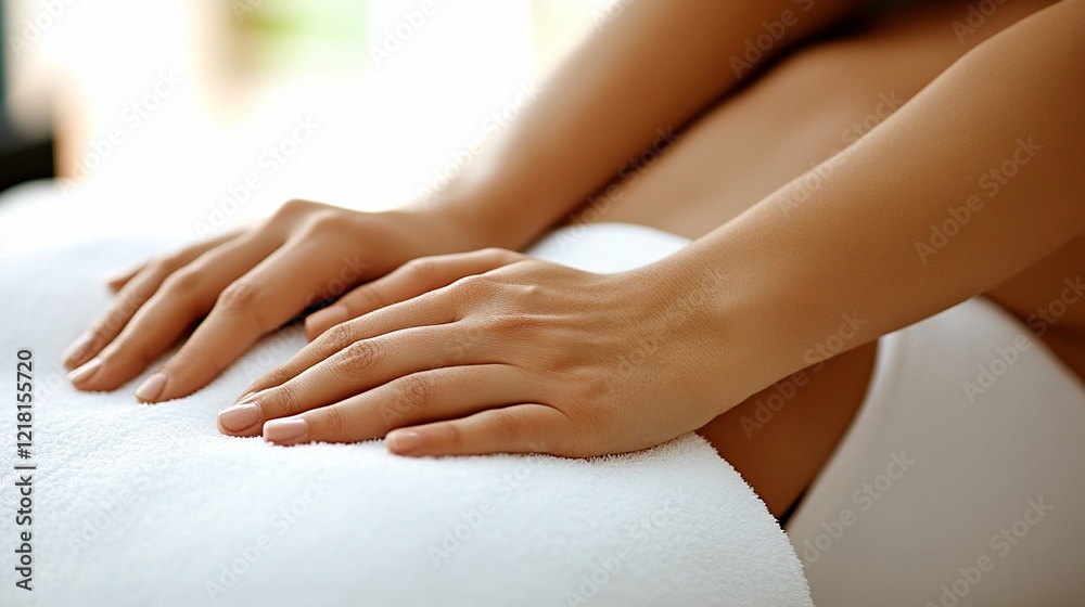Therapist's hands massage client's back, spa, relaxation, wellness Therapist's hands massage client's back, spa, relaxation, wellness