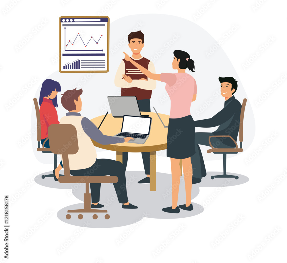 Group of Professionals Collaborating Around a Table in an Office Setting.