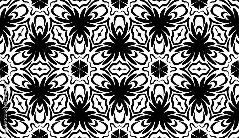 geometric floral art deco pattern. Seamless background. Monochrome modern vector illustration geometric floral art deco pattern. Seamless background. Monochrome modern vector illustration