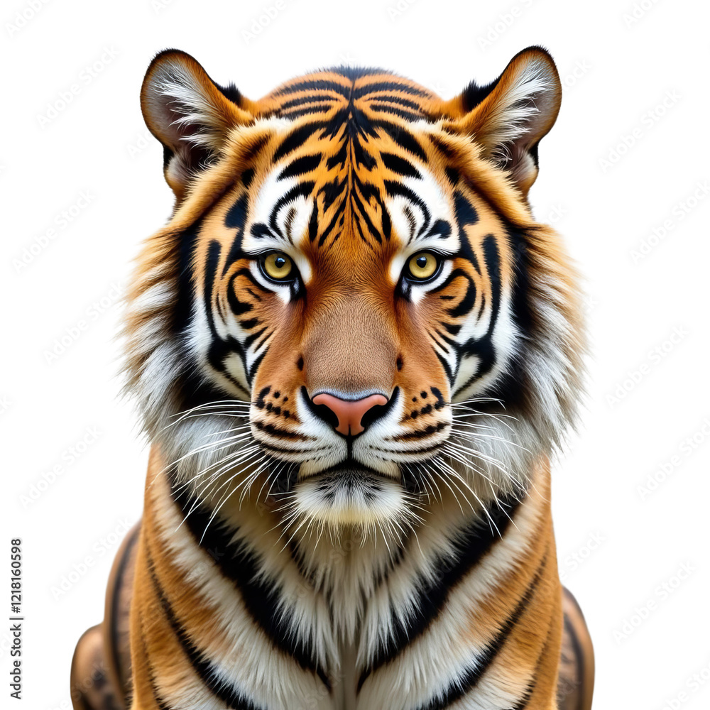 Fototapeta premium Tiger with black stripes and transparent background