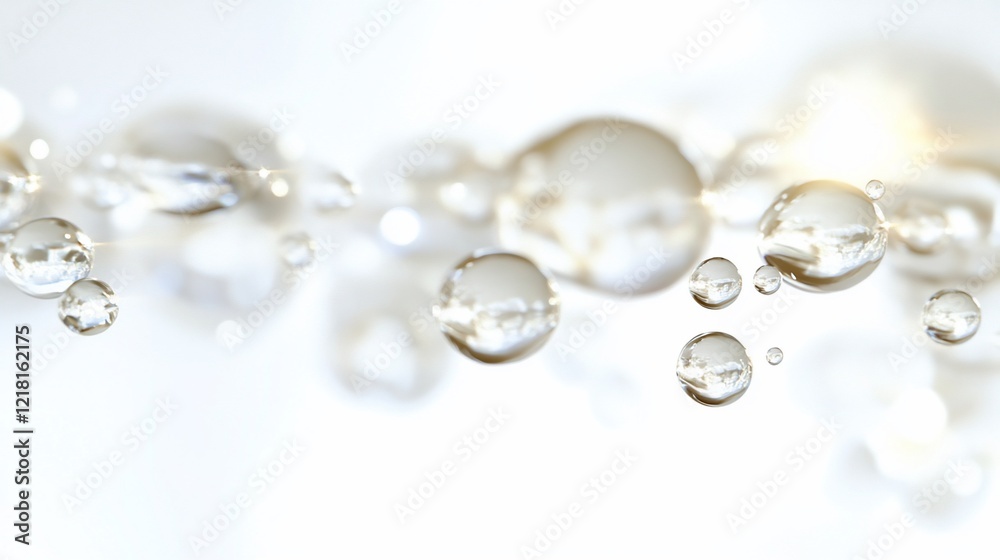 Liquid gold drops flowing, white background, beauty ad Liquid gold drops flowing, white background, beauty ad