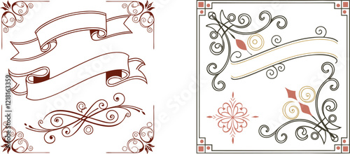 Retro Scroll Dividers and Frame Ribbon vector