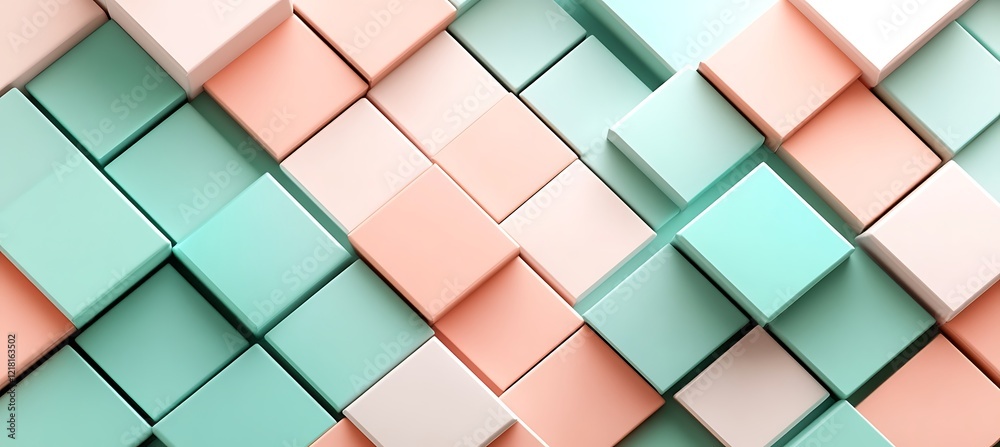 Soft Pastel Green and Pink Cubic Patterned Background with Geometric Shapes for a Modern Digital Backdrop Soft Pastel Green and Pink Cubic Patterned Background with Geometric Shapes for a Modern Digital Backdrop
