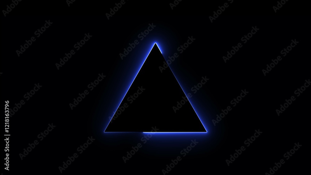 Fototapeta premium Abstract glowing neon light triangle icon background illustration.