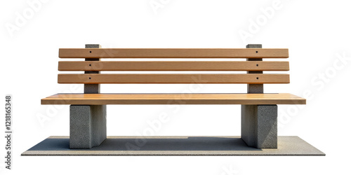 Wooden bench with stone base transparent background