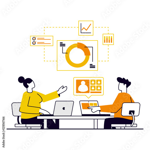 Collaborative Business Strategy Meeting Illustration
