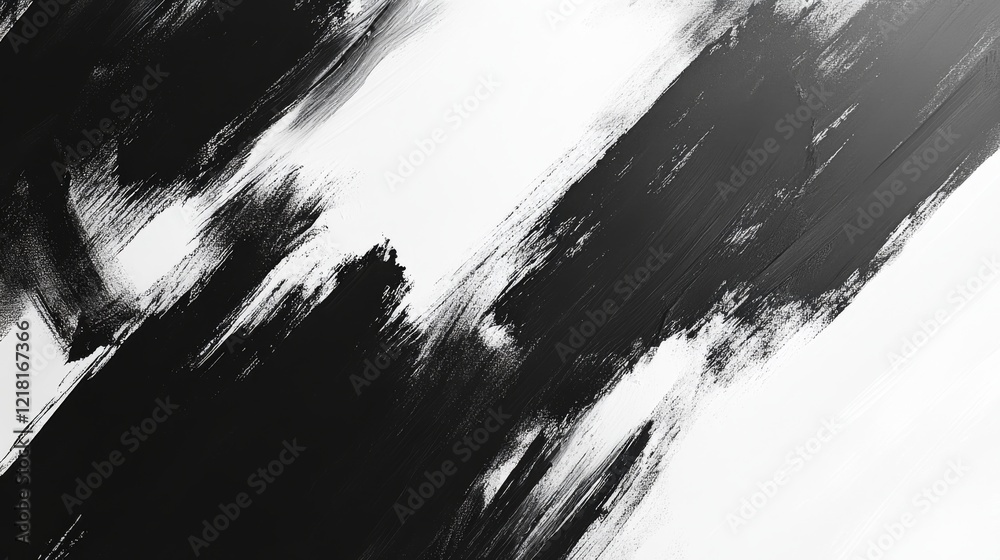 Obraz premium Abstract Black and White Brush Stroke Painting