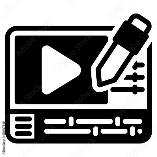 video editing glyph icon