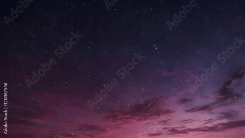 Empty cosmic background. Blurred dark violet sky abstract texture. Defocused pink light illustration. Generative AI