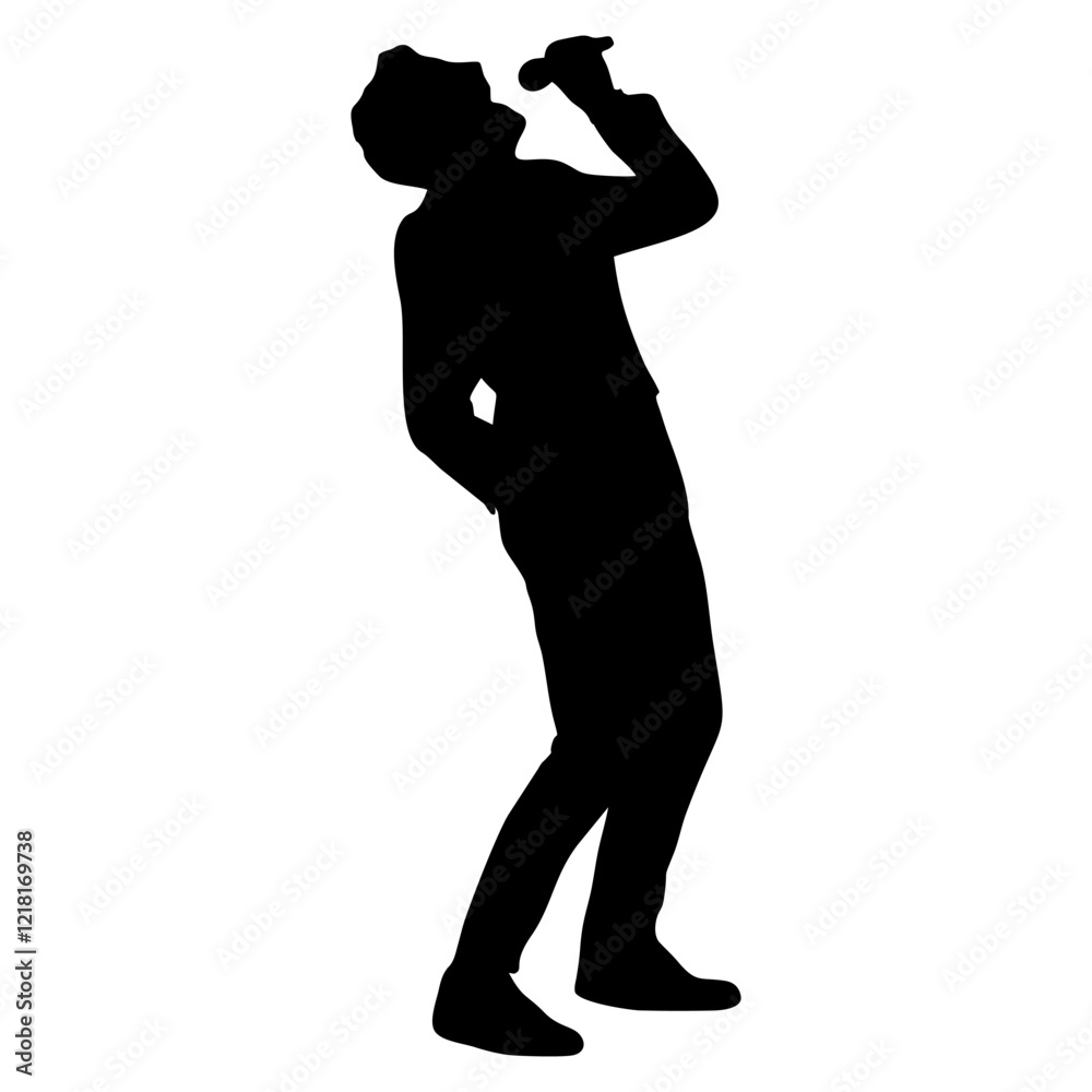 silhouette of person singing with mic