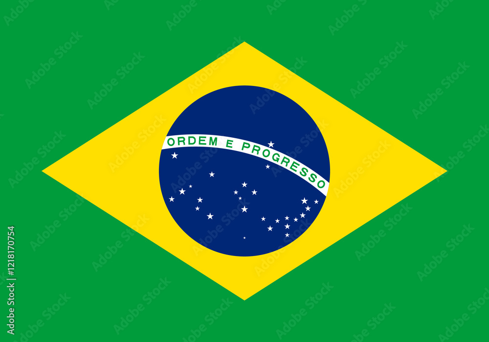 Fototapeta premium High detailed flag of Brazil. National Brazil flag. South America. 3D illustration.
