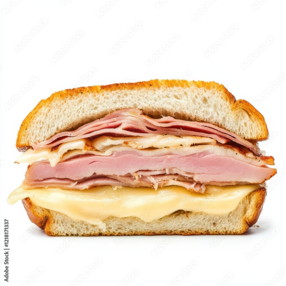 A classic Cubano sandwich with ham, roast pork, and Swiss cheese A classic Cubano sandwich with ham, roast pork, and Swiss cheese