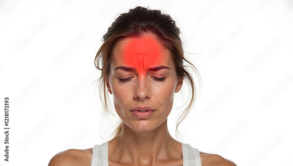 Blonde woman holding her head with a pained expression Blonde woman holding her head with a pained expression