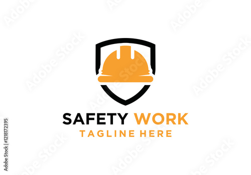 construction work safety vector logo. construction worker protection logo