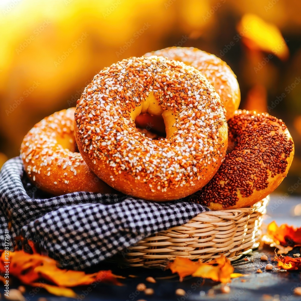Delicious freshly-baked donuts autumn setting food photography warm environment close-up view sweet treats Delicious freshly-baked donuts autumn setting food photography warm environment close-up view sweet treats