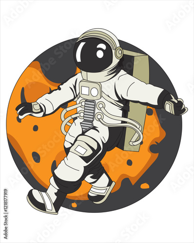 Astronaut walking in space vector
