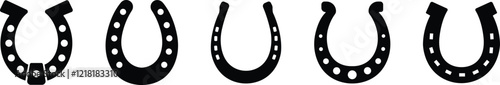 Horseshoe silhouette isolated on transparent background. Vintage Horseshoe icon in flat set horseshoe and symbol of luck Hand drawn lucky horseshoe Tattoo design Vector for apps or website