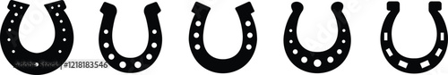 Horseshoe silhouette isolated on transparent background. Vintage Horseshoe icon in flat set horseshoe and symbol of luck Hand drawn lucky horseshoe Tattoo design Vector for apps or website