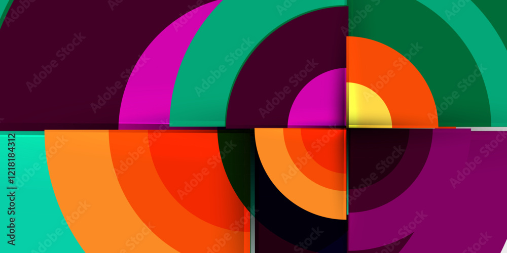 Obraz premium Techno circles and semi circles. Vector Illustration For Wallpaper, Banner, Background, Card, Book Illustration, landing page
