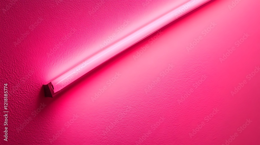 Pink Fluorescent Tube Light Against Wall Pink Fluorescent Tube Light Against Wall