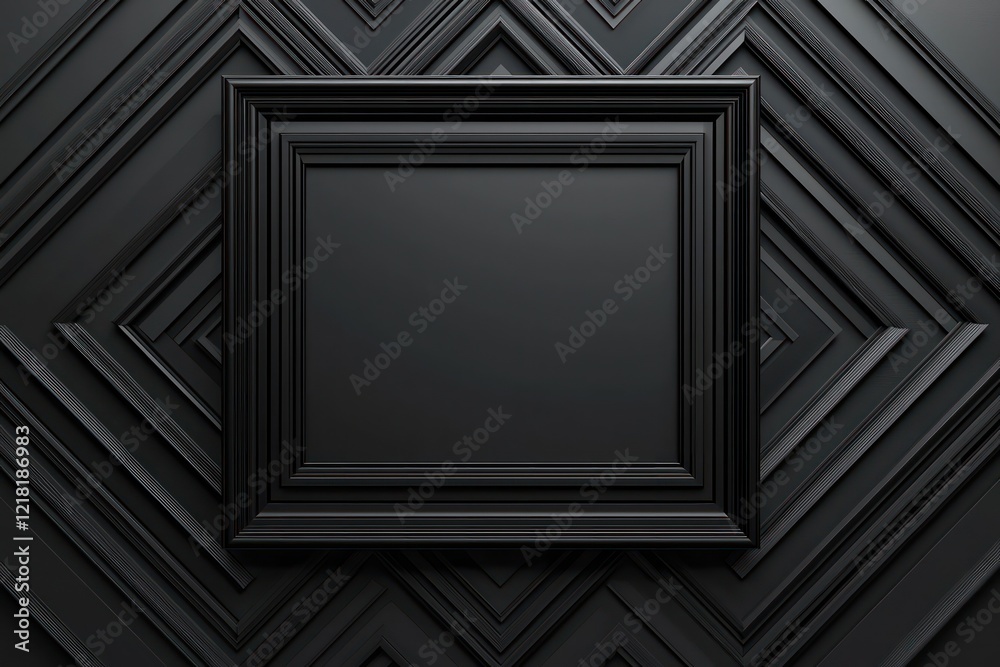 Ideal for neutral-tone ads, this sleek black 3D frame is encircled by bold symmetry. Ideal for neutral-tone ads, this sleek black 3D frame is encircled by bold symmetry.