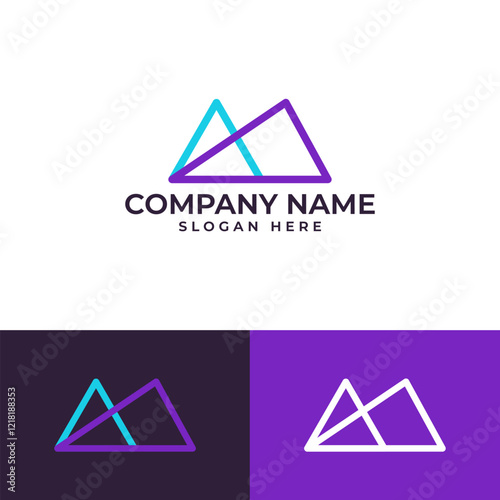 two overlapping geometric shapes resembling Letter M and mountains, symbolizing growth, stability, and reaching new heights, conveys strength, adventure, and a forward-looking vision.