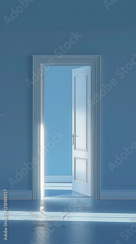 Ajar Doorway Radiating Light Beckons Towards New Possibilities and Opportunities