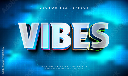 3d Blue vibes editable vector text effect, suitable for modern technology concept